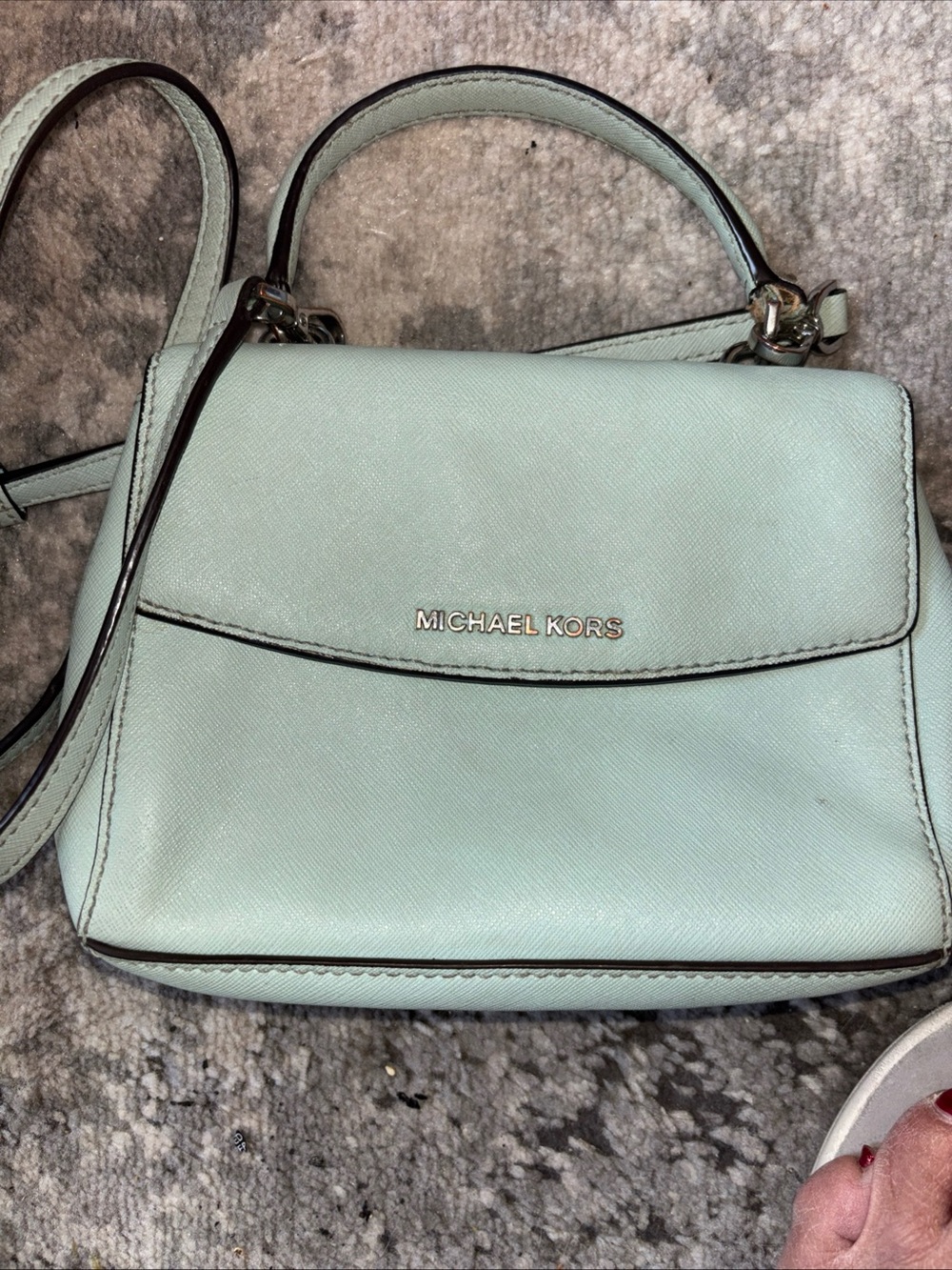 Michael Kors Ava Small Saffiano Leather Crossbody Bag Mint Green